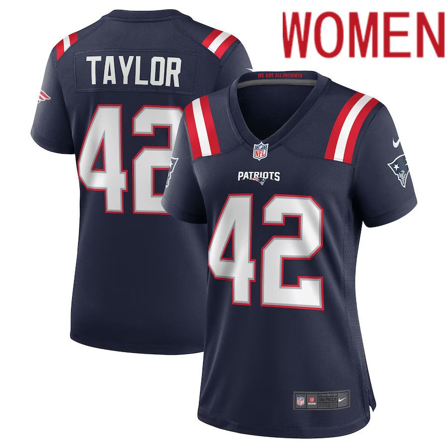 Women New England Patriots #42 J.J. Taylor Nike Navy Team Game NFL Jersey